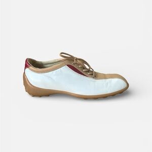 Tod's White, Tan, and Red Women's Sneakers
